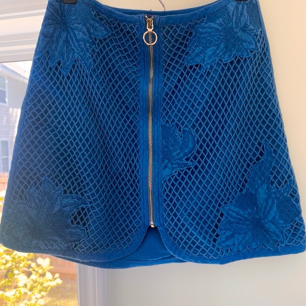 Blue Textured Women's Mini Skirt
